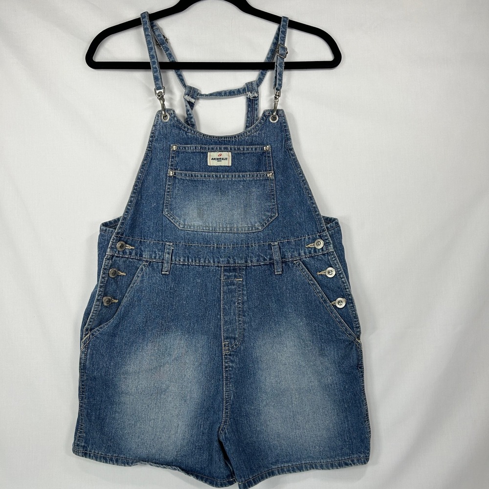 Vintage Anchor Blue Denim Shortalls Denim Overalls Shorts Medium